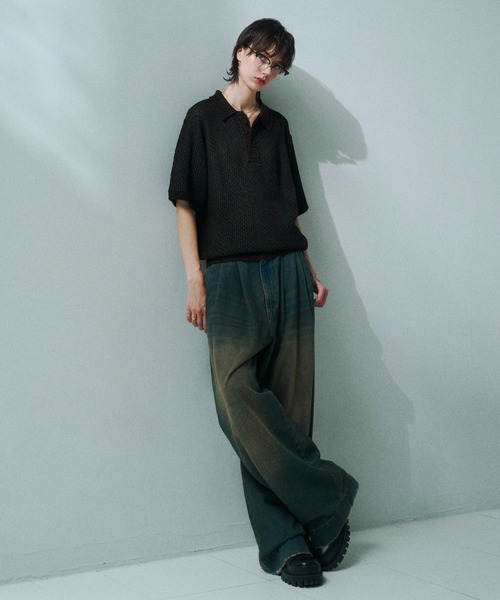 soerte(ソエルテ)の「Multi Color Jacquard Knit Polo / マルチカラージャガードニットポロ(ポロシャツ・メンズ・ベージュ/ブラウン/ブラック/グリーン・3/1/2)」の8枚目の写真