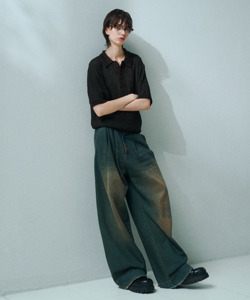 soerte(ソエルテ)の「Multi Color Jacquard Knit Polo / マルチカラージャガードニットポロ(ポロシャツ・メンズ・ベージュ/ブラウン/ブラック/グリーン・3/1/2)」の15枚目の写真