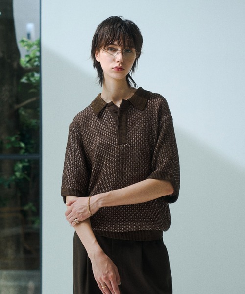soerte(ソエルテ)の「Multi Color Jacquard Knit Polo / マルチカラージャガードニットポロ(ポロシャツ・メンズ・ベージュ/ブラウン/ブラック/グリーン・3/1/2)」の11枚目の写真