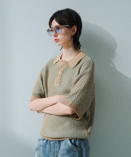 Multi Color Jacquard Knit Polo / マルチカラージャガードニットポロ