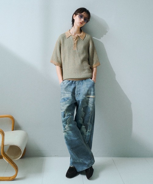 Multi Color Jacquard Knit Polo / マルチカラージャガードニットポロ
