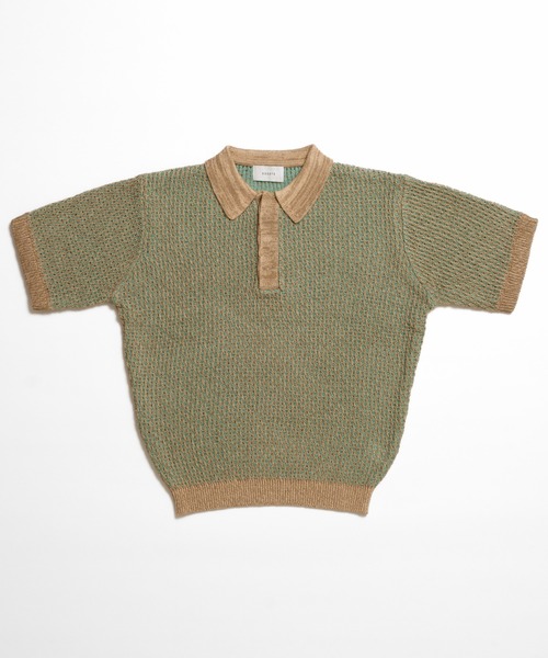 Soerte ソエルテ　マルチカラージャガードニットポロ　3 Multi Color Jacquard Knit Polo / マルチカラージャガードニットポロ