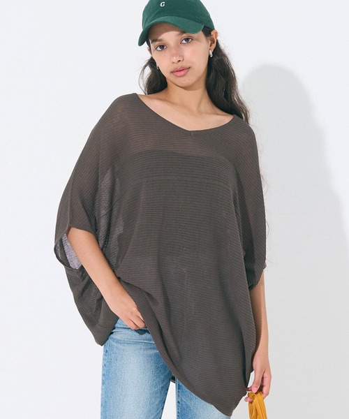 coca（coca）（コカ）の「ビックシルエットドルマンニット（Tシャツ/カットソー・レディース・ブラウン/アイボリー・M/L）」の2枚目の写真