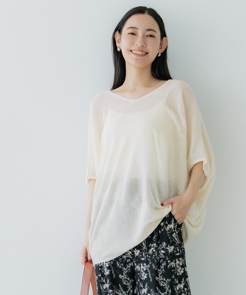 coca（coca）（コカ）の「ビックシルエットドルマンニット（Tシャツ/カットソー・レディース・ブラウン/アイボリー・M/L）」の7枚目の写真