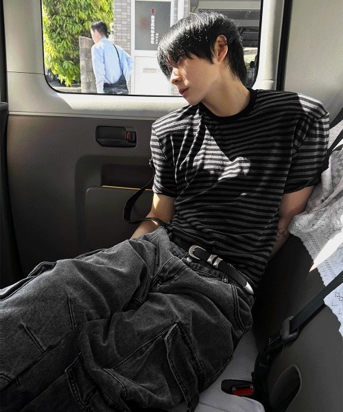 セール】マッスルフィットストライプ半袖Tシャツ（Tシャツ