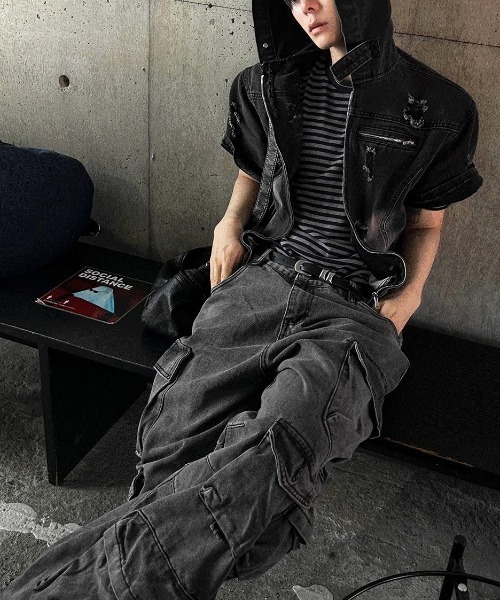 COSYHARU(コシハル)の「マッスルフィットストライプ半袖Tシャツ(Tシャツ/カットソー・メンズ・グレー/ブラック・FREE)」の20枚目の写真