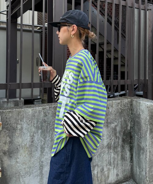 セール】【SG】ボーダーレイヤードロンTEE（Tシャツ/カットソー