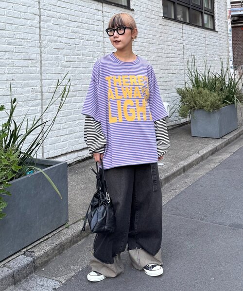 SOUNDSGOOOOD（サウンズグッド）の「【SG】ボーダーレイヤードロンTEE（Tシャツ/カットソー・メンズ・ピンク/グリーン・ONE SIZE）」の13枚目の写真