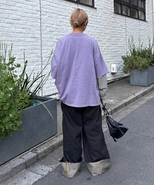 SOUNDSGOOOOD（サウンズグッド）の「【SG】ボーダーレイヤードロンTEE（Tシャツ/カットソー・メンズ・ピンク/グリーン・ONE SIZE）」の15枚目の写真