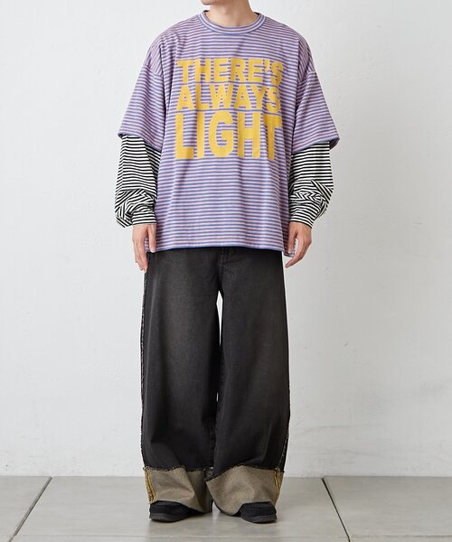 SOUNDSGOOOOD（サウンズグッド）の「【SG】ボーダーレイヤードロンTEE（Tシャツ/カットソー・メンズ・ピンク/グリーン・ONE SIZE）」の17枚目の写真