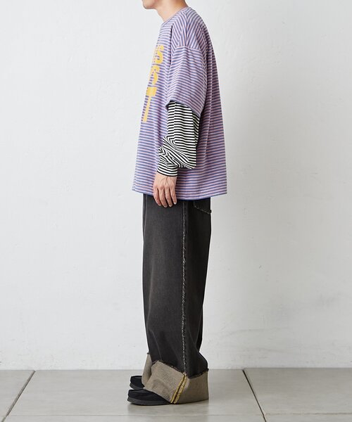 SOUNDSGOOOOD（サウンズグッド）の「【SG】ボーダーレイヤードロンTEE（Tシャツ/カットソー・メンズ・ピンク/グリーン・ONE SIZE）」の18枚目の写真