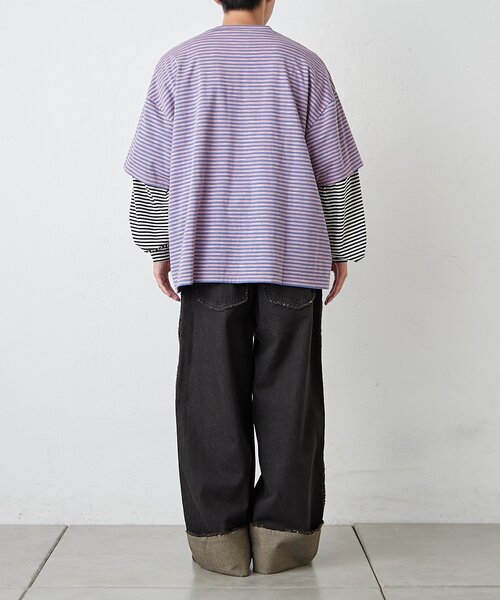 SOUNDSGOOOOD（サウンズグッド）の「【SG】ボーダーレイヤードロンTEE（Tシャツ/カットソー・メンズ・ピンク/グリーン・ONE SIZE）」の19枚目の写真