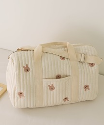 レディースのボストンバッグ（ベージュ系・キルティング）ファッション