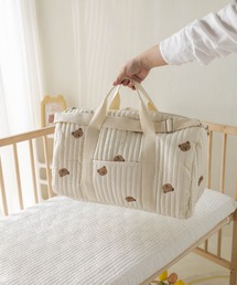 SHEPP | 【大容量】総柄刺繍 キルティング ボストン トラベル ジムバッグ チェリー くま うさぎ(ボストンバッグ)
