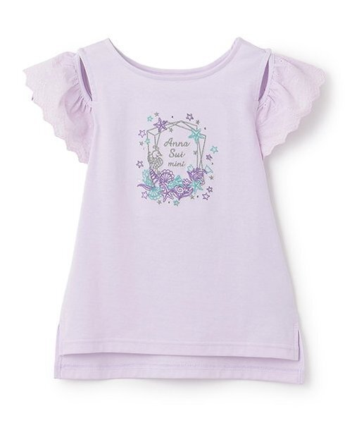 ANNA SUI mini(アナスイ・ミニ)の「【人気商品再入荷】【直営店で取り扱い無し】肩開きシェル刺しゅうTシャツ(Tシャツ/カットソー・キッズ・ターコイズブルー/ラベンダー・130cm/150cm/120cm/140cm)」の2枚目の写真