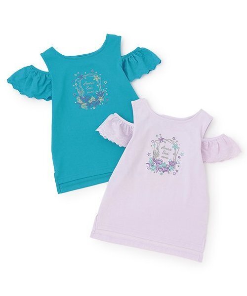 ANNA SUI mini(アナスイ・ミニ)の「【人気商品再入荷】【直営店で取り扱い無し】肩開きシェル刺しゅうTシャツ(Tシャツ/カットソー・キッズ・ターコイズブルー/ラベンダー・130cm/150cm/120cm/140cm)」の5枚目の写真