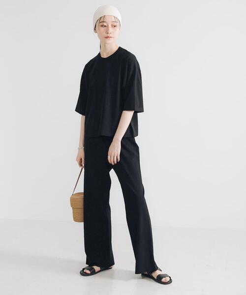 URBAN RESEARCH(アーバンリサーチ)の「ドライタッチハイゲージニットTシャツ(Tシャツ/カットソー・レディース・オフホワイト/ブラック・FREE)」の10枚目の写真