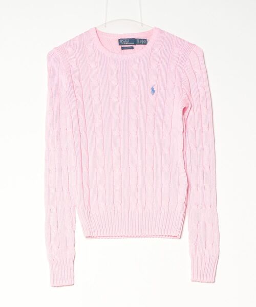 POLO RALPH LAUREN（ポロ ラルフ ローレン）の「ケーブルニット コットン クルーネック セーター（ニット/セーター・レディース・ピンク・XL/L/M/S/XS）」の4枚目の写真