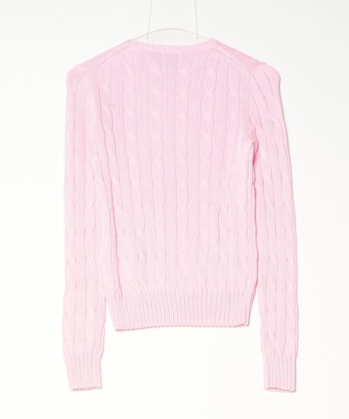 POLO RALPH LAUREN（ポロ ラルフ ローレン）の「ケーブルニット コットン クルーネック セーター（ニット/セーター・レディース・ピンク・XL/L/M/S/XS）」の3枚目の写真