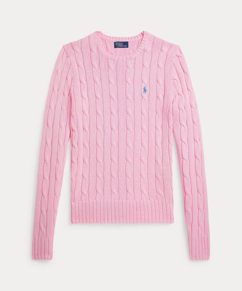 POLO RALPH LAUREN（ポロ ラルフ ローレン）の「ケーブルニット コットン クルーネック セーター（ニット/セーター・レディース・ピンク・XL/L/M/S/XS）」の5枚目の写真