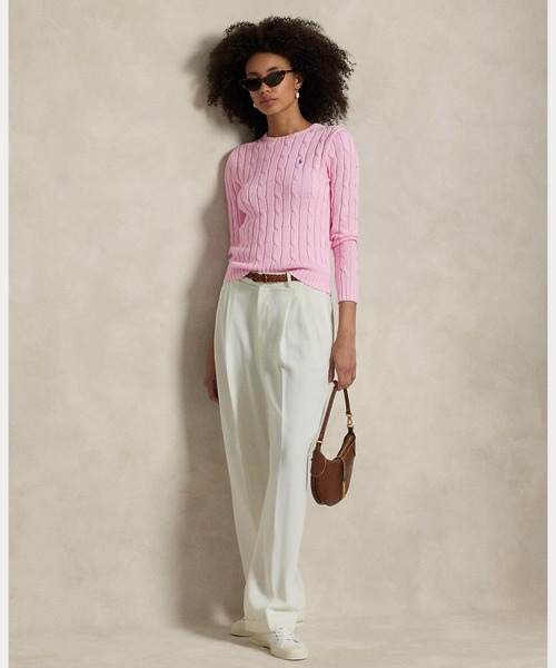 POLO RALPH LAUREN（ポロ ラルフ ローレン）の「ケーブルニット コットン クルーネック セーター（ニット/セーター・レディース・ピンク・XL/L/M/S/XS）」の8枚目の写真