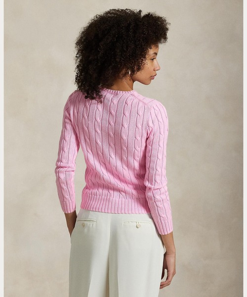 POLO RALPH LAUREN（ポロ ラルフ ローレン）の「ケーブルニット コットン クルーネック セーター（ニット/セーター・レディース・ピンク・XL/L/M/S/XS）」の6枚目の写真