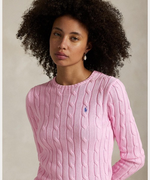 POLO RALPH LAUREN（ポロ ラルフ ローレン）の「ケーブルニット コットン クルーネック セーター（ニット/セーター・レディース・ピンク・XL/L/M/S/XS）」の7枚目の写真