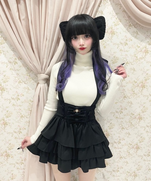 Ank Rouge(アンクルージュ)の「ホルターネックティアードスカパン(スカート・レディース・ピンク/A/ブラック・M)」の16枚目の写真