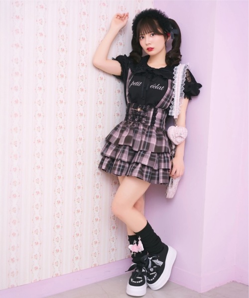 Ank Rouge(アンクルージュ)の「ホルターネックティアードスカパン(スカート・レディース・ピンク/A/ブラック・M)」の19枚目の写真