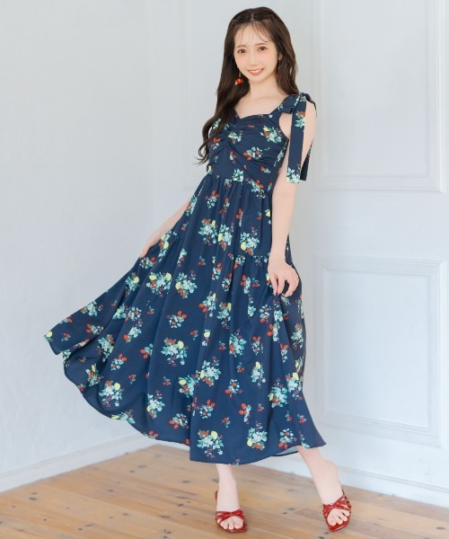 WILLSELECTION（ウィルセレクション）の「リボンショルダーフルーツプリントワンピース（ワンピース・レディース・オフホワイト/ネイビー・FREE）」の17枚目の写真