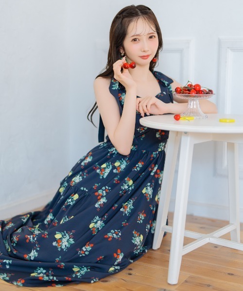 WILLSELECTION（ウィルセレクション）の「リボンショルダーフルーツプリントワンピース（ワンピース・レディース・オフホワイト/ネイビー・FREE）」の19枚目の写真