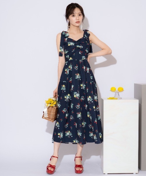 WILLSELECTION（ウィルセレクション）の「リボンショルダーフルーツプリントワンピース（ワンピース・レディース・オフホワイト/ネイビー・FREE）」の20枚目の写真