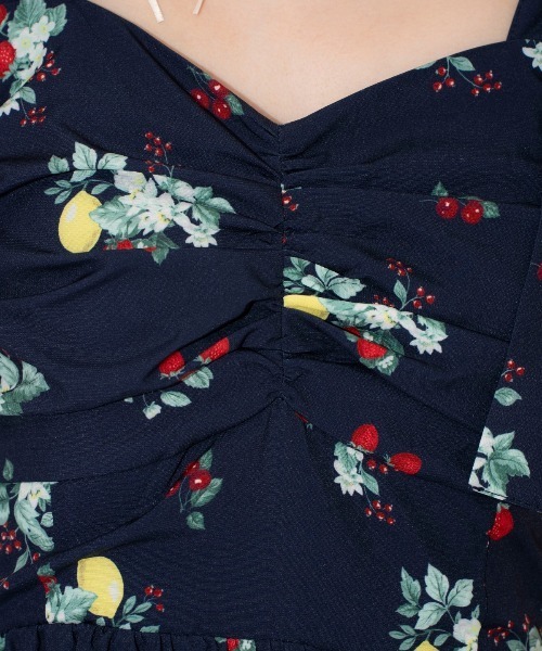 WILLSELECTION（ウィルセレクション）の「リボンショルダーフルーツプリントワンピース（ワンピース・レディース・オフホワイト/ネイビー・FREE）」の14枚目の写真