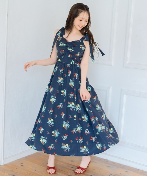 WILLSELECTION（ウィルセレクション）の「リボンショルダーフルーツプリントワンピース（ワンピース・レディース・オフホワイト/ネイビー・FREE）」の10枚目の写真