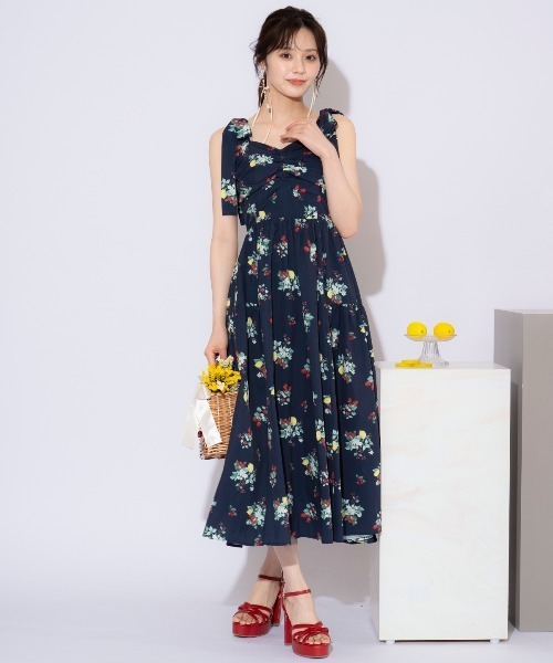 WILLSELECTION（ウィルセレクション）の「リボンショルダーフルーツプリントワンピース（ワンピース・レディース・オフホワイト/ネイビー・FREE）」の8枚目の写真