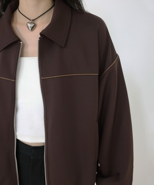 ライン配色オーバーサイズジャージブルゾン（ブルゾン）｜Mili