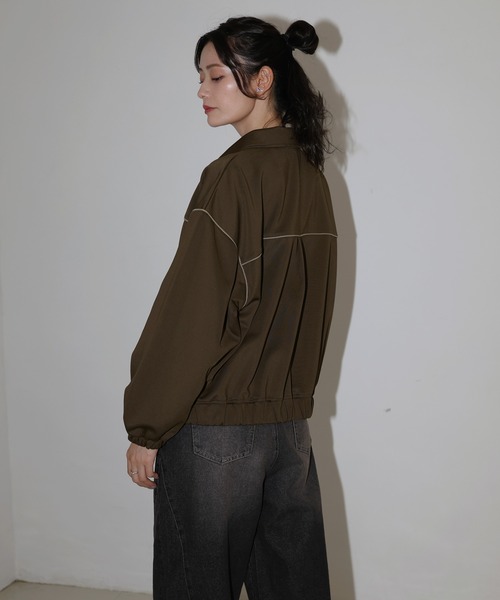 ライン配色オーバーサイズジャージブルゾン（ブルゾン）｜Mili