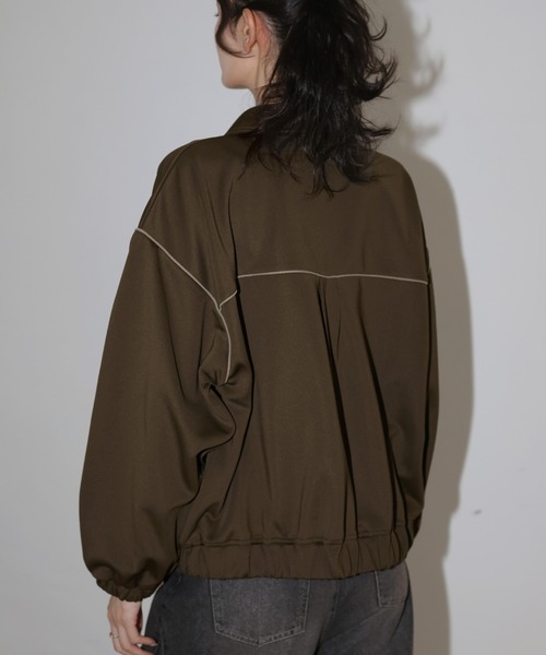 Mili affinity（ミリアフィニティー）の「ライン配色オーバーサイズジャージブルゾン（ブルゾン・レディース・ブラウン/カーキ・FREE）」の17枚目の写真