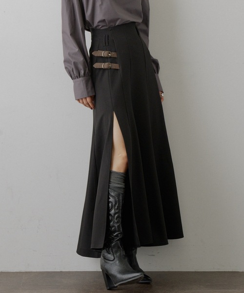 VIOLETTA（ヴィオレッタ）の「フロントスリットAラインスカート（スカート・レディース・グレー/ブラック・M/S）」の2枚目の写真