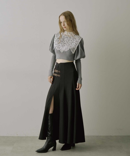 VIOLETTA（ヴィオレッタ）の「フロントスリットAラインスカート（スカート・レディース・グレー/ブラック・M/S）」の3枚目の写真