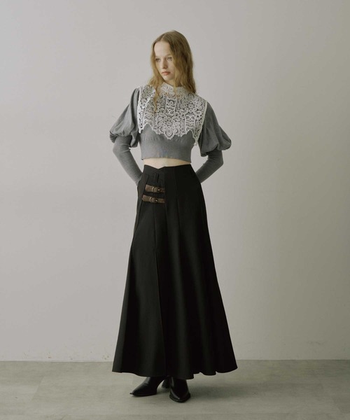 VIOLETTA（ヴィオレッタ）の「フロントスリットAラインスカート（スカート・レディース・グレー/ブラック・M/S）」の4枚目の写真