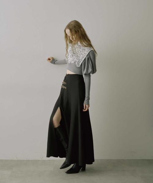 VIOLETTA（ヴィオレッタ）の「フロントスリットAラインスカート（スカート・レディース・グレー/ブラック・M/S）」の5枚目の写真