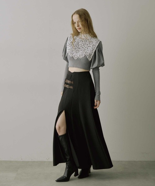 VIOLETTA（ヴィオレッタ）の「フロントスリットAラインスカート（スカート・レディース・グレー/ブラック・M/S）」の6枚目の写真