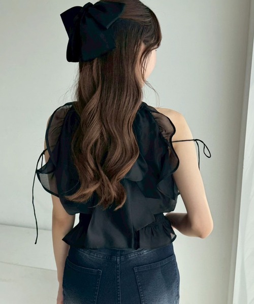 one after another NICE CLAUP(ワンアフターアナザーナイスクラップ)の「【再入荷/新色追加】アメスリバックリボンブラウス(シャツ/ブラウス・レディース・ベージュ/ドット/ブラック/ブラック系その他/ネイビー系・FREE)」の22枚目の写真