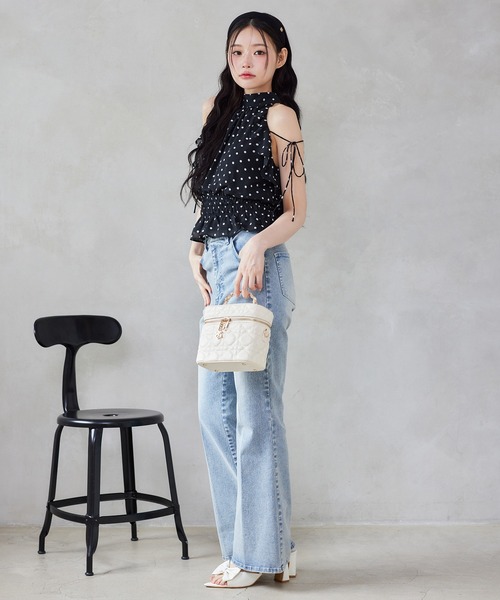 one after another NICE CLAUP(ワンアフターアナザーナイスクラップ)の「【再入荷/新色追加】アメスリバックリボンブラウス(シャツ/ブラウス・レディース・ベージュ/ドット/ブラック/ブラック系その他/ネイビー系・FREE)」の14枚目の写真