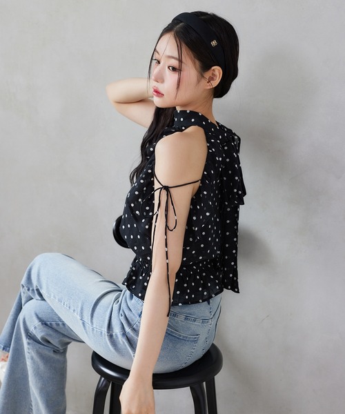 one after another NICE CLAUP(ワンアフターアナザーナイスクラップ)の「【再入荷/新色追加】アメスリバックリボンブラウス(シャツ/ブラウス・レディース・ベージュ/ドット/ブラック/ブラック系その他/ネイビー系・FREE)」の18枚目の写真