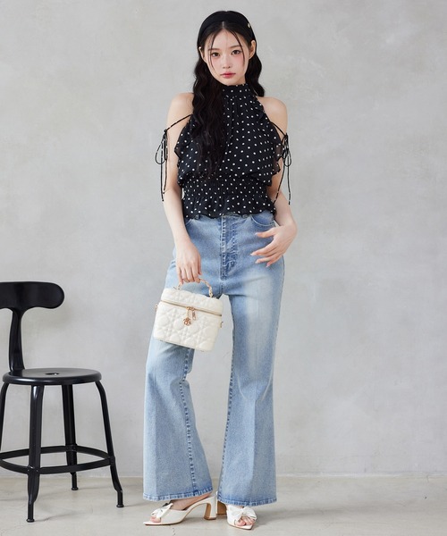 one after another NICE CLAUP(ワンアフターアナザーナイスクラップ)の「【再入荷/新色追加】アメスリバックリボンブラウス(シャツ/ブラウス・レディース・ベージュ/ドット/ブラック/ブラック系その他/ネイビー系・FREE)」の13枚目の写真