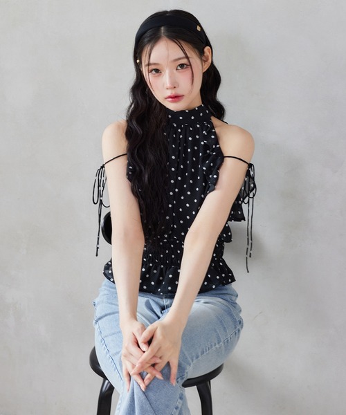 one after another NICE CLAUP(ワンアフターアナザーナイスクラップ)の「【再入荷/新色追加】アメスリバックリボンブラウス(シャツ/ブラウス・レディース・ベージュ/ドット/ブラック/ブラック系その他/ネイビー系・FREE)」の16枚目の写真