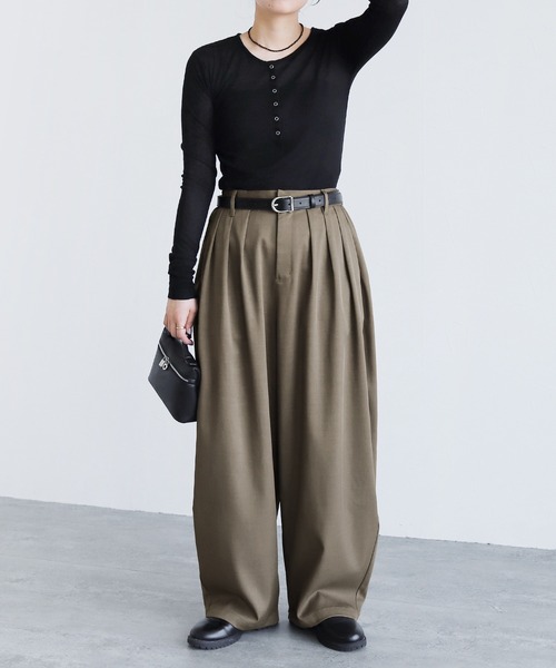 reca（レカ）の「タックコクーンボリュームパンツ（その他パンツ・レディース・モカ/チャコールグレー・FREE）」の17枚目の写真