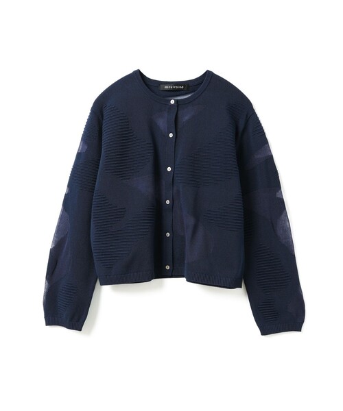 mizuiroind（ミズイロインド）の「mizuiro ind シアーパターンカーディガン（カーディガン/ボレロ・レディース・ブラック/ネイビー・FREE）」の2枚目の写真